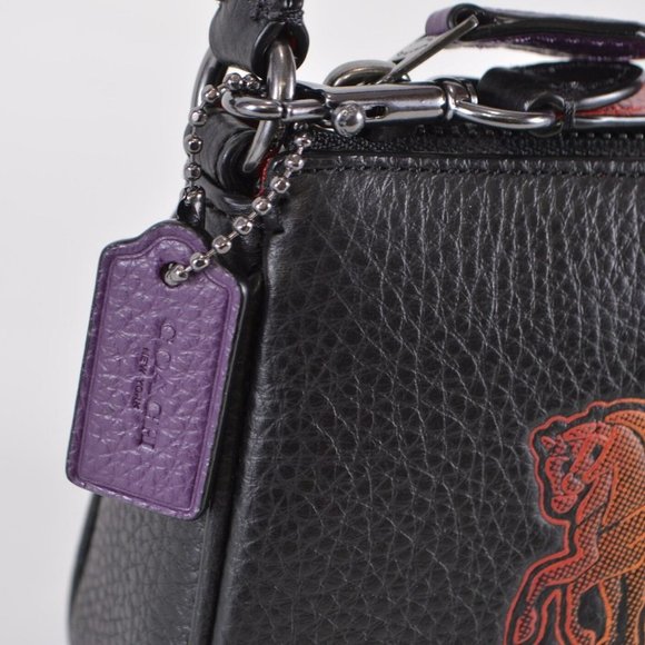 NWT Coach Black Leather Rainbow Horse Buggy Nolita 10 Wristlet Purse Bag - Picture 4 of 11